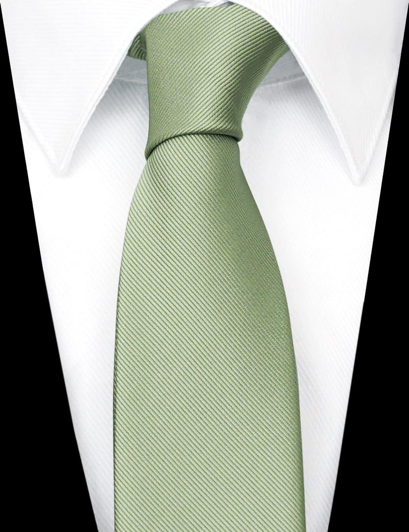 ZENXUS Solid Skinny Ties for Men, 2.5 inch Slim Sage Green Ties Bulk for Wedding and Activities, 5-Pack - Image 3